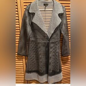 Jerry T. Black & White Fishnet Coat Dress